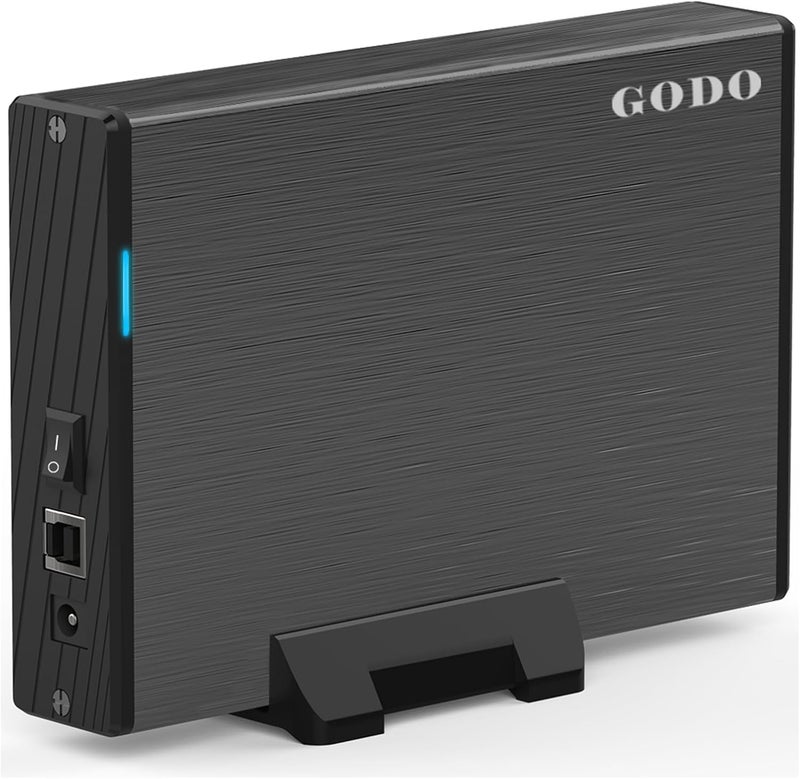 Godo حافظة القرص الصلب 3.5 بوصة USB 3.0، قاعدة عمودية خارجية مع حامل للقرص الصلب SATA HDD SSD 3.5 بوصة، علبة محرك من سبائك الألمنيوم تدعم حتى 18TB مع UASP، محول طاقة - Image 1